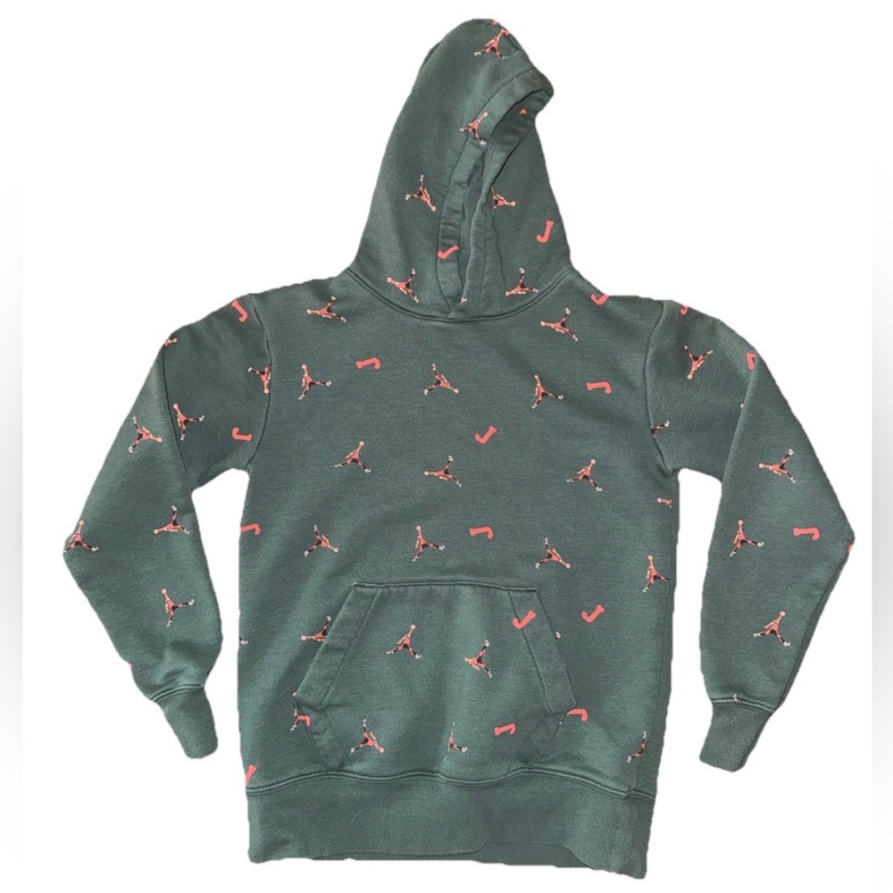 Nike Air Jordan Hoodie Green Jumpman Pullover Sweatshirt Kids Boys Youth Medium